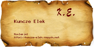 Kuncze Elek névjegykártya