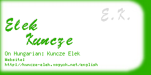 elek kuncze business card